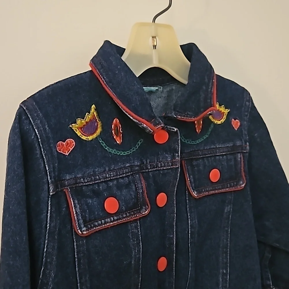 Vintage SPROCKETS Floral Embroidered Denim Snap Jean Jacket